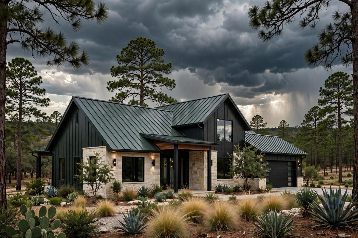 Standing seam metal roof on a Texas home
